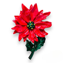 Load image into Gallery viewer, Enamel Poinsettia Statement Brooch by Lipstick &amp; Chrome