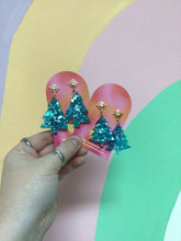 Load image into Gallery viewer, Blue Shimmer Holiday Trees