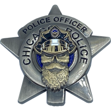 Load image into Gallery viewer, EL1-001 Chicago Police Beard Gang Police Challenge Coin Thin Blue Line Back the Blue CPD