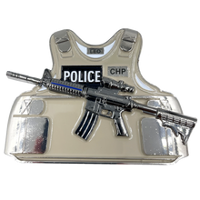 Load image into Gallery viewer, BL15-020 California Highway Patrol CHP M4 Body Armor 3D self standing Challenge Coin Thin Blue Line