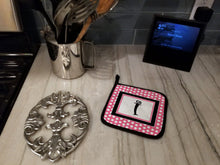 Load image into Gallery viewer, Letter I Monogram - Pink Black Polka Dots Pot Holders - Set of 2 - Heat-Resistant Kitchen Essentials CJ1001-IPTHD