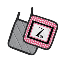Load image into Gallery viewer, Letter Z Monogram - Pink Black Polka Dots Pot Holders - Set of 2 - Heat-Resistant Kitchen Essentials CJ1001-ZPTHD