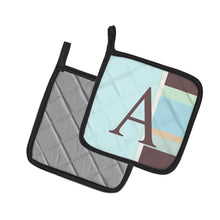 Load image into Gallery viewer, Letter A Monogram - Blue Stripes Pot Holders - Set of 2 - Heat-Resistant Kitchen Essentials CJ1003-APTHD