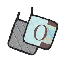 Load image into Gallery viewer, Letter O Initial Monogram - Blue Stripes Pot Holders - Set of 2 - Heat-Resistant Kitchen Essentials CJ1003-OPTHD