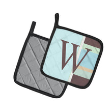 Load image into Gallery viewer, Letter W Initial Monogram - Blue Stripes Pot Holders - Set of 2 - Heat-Resistant Kitchen Essentials CJ1003-WPTHD