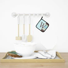 Load image into Gallery viewer, Letter W Initial Monogram - Blue Stripes Pot Holders - Set of 2 - Heat-Resistant Kitchen Essentials CJ1003-WPTHD