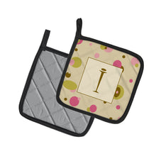 Load image into Gallery viewer, Letter I Initial Monogram - Tan Dots Pot Holders - Set of 2 - Heat-Resistant Kitchen Essentials CJ1004-IPTHD