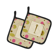 Load image into Gallery viewer, Letter I Initial Monogram - Tan Dots Pot Holders - Set of 2 - Heat-Resistant Kitchen Essentials CJ1004-IPTHD