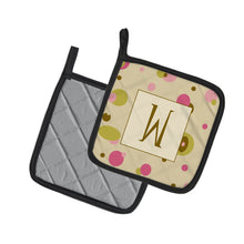 Load image into Gallery viewer, Letter W Initial Monogram - Tan Dots Pot Holders - Set of 2 - Heat-Resistant Kitchen Essentials CJ1004-WPTHD