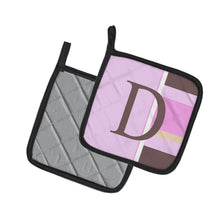 Load image into Gallery viewer, Letter D Initial Monogram - Pink Stripes Pot Holders - Set of 2 - Heat-Resistant Kitchen Essentials CJ1005-DPTHD
