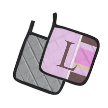 Load image into Gallery viewer, Letter L Initial Monogram - Pink Stripes Pot Holders - Set of 2 - Heat-Resistant Kitchen Essentials CJ1005-LPTHD