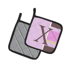 Load image into Gallery viewer, Letter X Initial Monogram - Pink Stripes Pot Holders - Set of 2 - Heat-Resistant Kitchen Essentials CJ1005-XPTHD