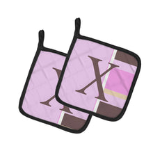 Load image into Gallery viewer, Letter X Initial Monogram - Pink Stripes Pot Holders - Set of 2 - Heat-Resistant Kitchen Essentials CJ1005-XPTHD