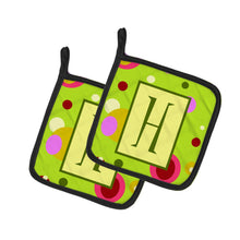 Load image into Gallery viewer, Letter H Monogram - Lime Green Pot Holders - Set of 2 - Heat-Resistant Kitchen Essentials CJ1010-HPTHD