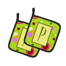 Load image into Gallery viewer, Letter P Monogram - Lime Green Pot Holders - Set of 2 - Heat-Resistant Kitchen Essentials CJ1010-PPTHD