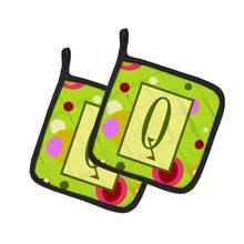 Load image into Gallery viewer, Letter Q Monogram - Lime Green Pot Holders - Set of 2 - Heat-Resistant Kitchen Essentials CJ1010-QPTHD