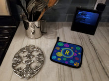 Load image into Gallery viewer, Letter R Initial Monogram - Blue Swirls Pot Holders - Set of 2 - Heat-Resistant Kitchen Essentials CJ1011-RPTHD