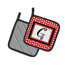 Load image into Gallery viewer, Letter G Initial Monogram Red Black Polka Dots Pot Holders - Set of 2 - Heat-Resistant Kitchen Essentials CJ1012-GPTHD
