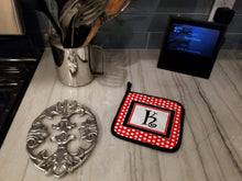 Load image into Gallery viewer, Letter K Initial Monogram Red Black Polka Dots Pot Holders - Set of 2 - Heat-Resistant Kitchen Essentials CJ1012-KPTHD
