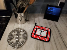 Load image into Gallery viewer, Monogram - Initial T Red Black Polka Dots Pot Holders - Set of 2 - Heat-Resistant Kitchen Essentials CJ1012-TPTHD