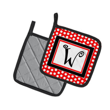 Load image into Gallery viewer, Monogram - Initial W Red Black Polka Dots Pot Holders - Set of 2 - Heat-Resistant Kitchen Essentials CJ1012-WPTHD