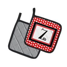 Load image into Gallery viewer, Monogram - Initial Z Red Black Polka Dots Pot Holders - Set of 2 - Heat-Resistant Kitchen Essentials CJ1012-ZPTHD