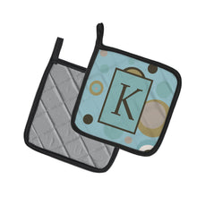Load image into Gallery viewer, Monogram - Initial K Blue Dots Pot Holders - Set of 2 - Heat-Resistant Kitchen Essentials CJ1013-KPTHD