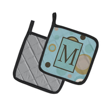 Load image into Gallery viewer, Monogram - Initial M Blue Dots Pot Holders - Set of 2 - Heat-Resistant Kitchen Essentials CJ1013-MPTHD