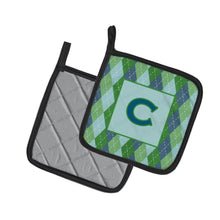 Load image into Gallery viewer, Monogram - Initial C Blue Argoyle Pot Holders - Set of 2 - Heat-Resistant Kitchen Essentials CJ1020-CPTHD