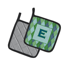 Load image into Gallery viewer, Monogram - Initial E Blue Argoyle Pot Holders - Set of 2 - Heat-Resistant Kitchen Essentials CJ1020-EPTHD