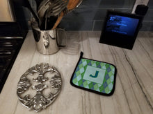 Load image into Gallery viewer, Monogram - Initial J Blue Argoyle Pot Holders - Set of 2 - Heat-Resistant Kitchen Essentials CJ1020-JPTHD