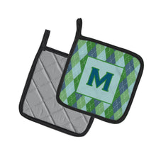 Load image into Gallery viewer, Monogram - Initial M Blue Argoyle Pot Holders - Set of 2 - Heat-Resistant Kitchen Essentials CJ1020-MPTHD