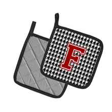 Load image into Gallery viewer, Letter F Monogram - Houndstooth Black Pot Holders - Set of 2 - Heat-Resistant Kitchen Essentials CJ1021-FPTHD