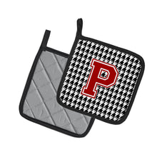 Load image into Gallery viewer, Letter P Monogram - Houndstooth Black Pot Holders - Set of 2 - Heat-Resistant Kitchen Essentials CJ1021-PPTHD