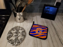 Load image into Gallery viewer, Monogram Initial G Tiger Stripe - Blue Orange Pot Holders - Set of 2 - Heat-Resistant Kitchen Essentials CJ1023-GPTHD