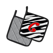 Load image into Gallery viewer, Monogram Initial C Zebra Red Pot Holders - Set of 2 - Heat-Resistant Kitchen Essentials CJ1024-CPTHD