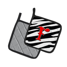 Load image into Gallery viewer, Monogram Initial F Zebra Red Pot Holders - Set of 2 - Heat-Resistant Kitchen Essentials CJ1024-FPTHD