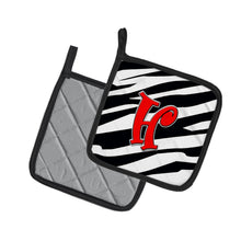 Load image into Gallery viewer, Monogram Initial H Zebra Red Pot Holders - Set of 2 - Heat-Resistant Kitchen Essentials CJ1024-HPTHD