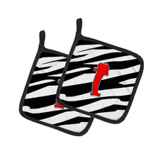 Load image into Gallery viewer, Monogram Initial I Zebra Red Pot Holders - Set of 2 - Heat-Resistant Kitchen Essentials CJ1024-IPTHD