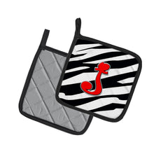 Load image into Gallery viewer, Monogram Initial J Zebra Red Pot Holders - Set of 2 - Heat-Resistant Kitchen Essentials CJ1024-JPTHD