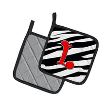 Load image into Gallery viewer, Monogram Initial L Zebra Red Pot Holders - Set of 2 - Heat-Resistant Kitchen Essentials CJ1024-LPTHD