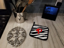 Load image into Gallery viewer, Monogram Initial P Zebra Red Pot Holders - Set of 2 - Heat-Resistant Kitchen Essentials CJ1024-PPTHD