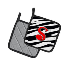 Load image into Gallery viewer, Monogram Initial S Zebra Red Pot Holders - Set of 2 - Heat-Resistant Kitchen Essentials CJ1024-SPTHD