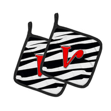 Load image into Gallery viewer, Monogram Initial V Zebra Red Pot Holders - Set of 2 - Heat-Resistant Kitchen Essentials CJ1024-VPTHD