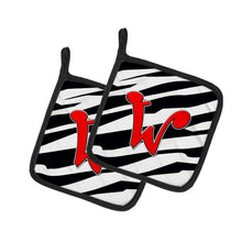 Load image into Gallery viewer, Monogram Initial W Zebra Red Pot Holders - Set of 2 - Heat-Resistant Kitchen Essentials CJ1024-WPTHD