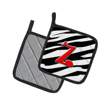 Load image into Gallery viewer, Monogram Initial Z Zebra Red Pot Holders - Set of 2 - Heat-Resistant Kitchen Essentials CJ1024-ZPTHD