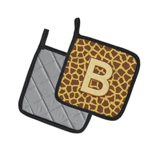 Load image into Gallery viewer, Monogram Initial B Giraffe Pot Holders - Set of 2 - Heat-Resistant Kitchen Essentials CJ1025-BPTHD