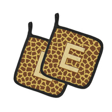 Load image into Gallery viewer, Monogram Initial E Giraffe Pot Holders - Set of 2 - Heat-Resistant Kitchen Essentials CJ1025-EPTHD