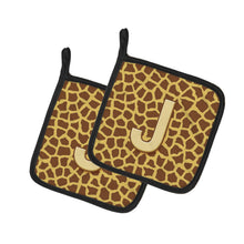 Load image into Gallery viewer, Monogram Initial J Giraffe Pot Holders - Set of 2 - Heat-Resistant Kitchen Essentials CJ1025-JPTHD
