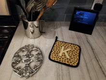 Load image into Gallery viewer, Monogram Initial K Giraffe Pot Holders - Set of 2 - Heat-Resistant Kitchen Essentials CJ1025-KPTHD